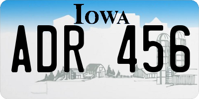 IA license plate ADR456