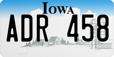 IA license plate ADR458
