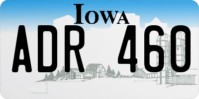 IA license plate ADR460