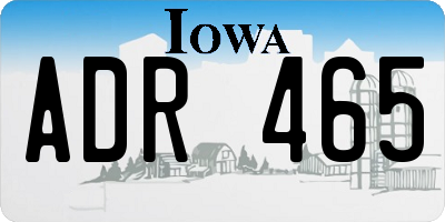 IA license plate ADR465