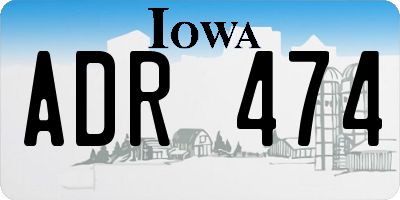IA license plate ADR474