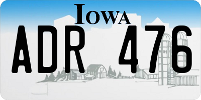 IA license plate ADR476