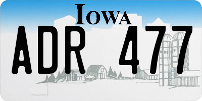 IA license plate ADR477