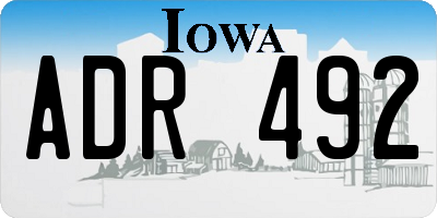 IA license plate ADR492