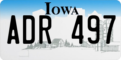 IA license plate ADR497