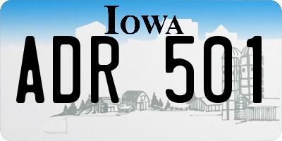 IA license plate ADR501