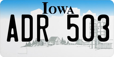 IA license plate ADR503