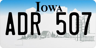 IA license plate ADR507