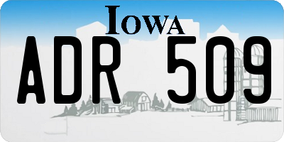IA license plate ADR509