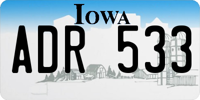 IA license plate ADR533