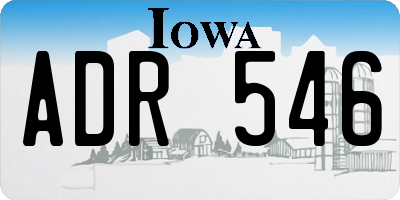 IA license plate ADR546