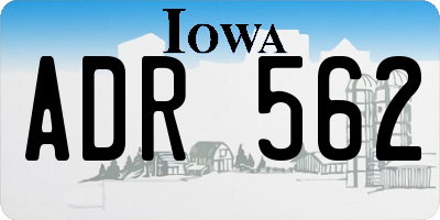 IA license plate ADR562