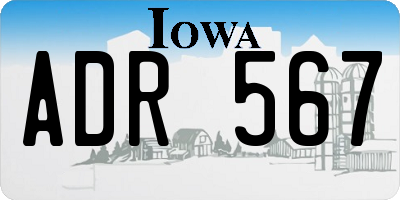 IA license plate ADR567