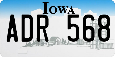 IA license plate ADR568