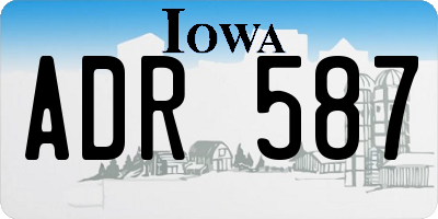 IA license plate ADR587