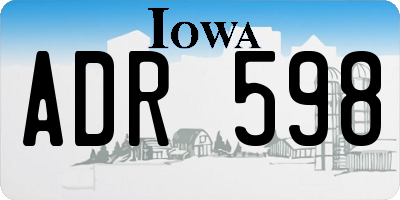 IA license plate ADR598