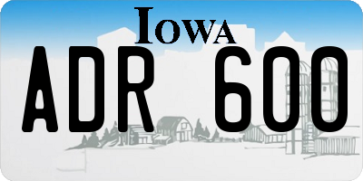 IA license plate ADR600