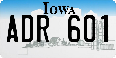 IA license plate ADR601