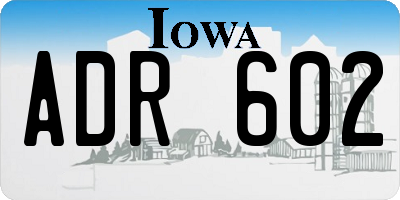 IA license plate ADR602