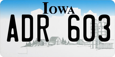 IA license plate ADR603
