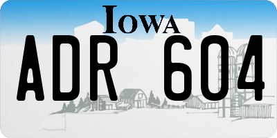 IA license plate ADR604