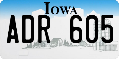 IA license plate ADR605