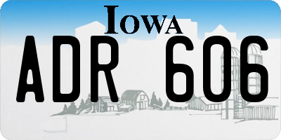 IA license plate ADR606