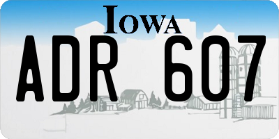 IA license plate ADR607