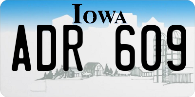 IA license plate ADR609
