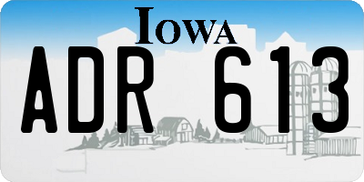 IA license plate ADR613