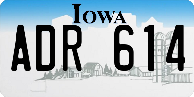 IA license plate ADR614