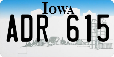 IA license plate ADR615