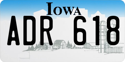 IA license plate ADR618