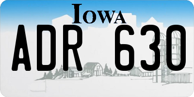 IA license plate ADR630