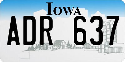 IA license plate ADR637