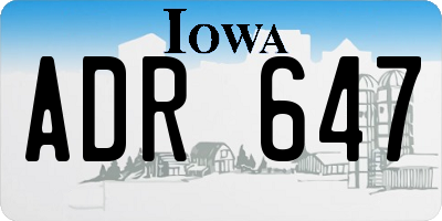 IA license plate ADR647