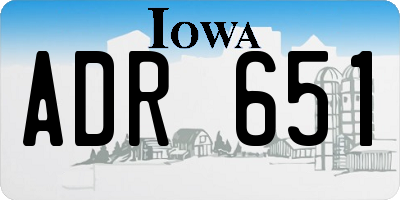 IA license plate ADR651