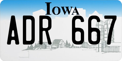 IA license plate ADR667