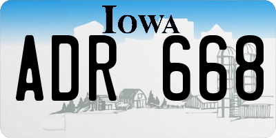 IA license plate ADR668