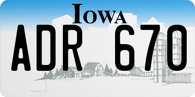 IA license plate ADR670
