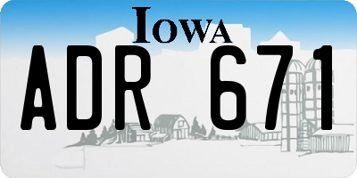 IA license plate ADR671