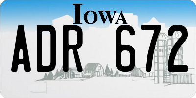 IA license plate ADR672