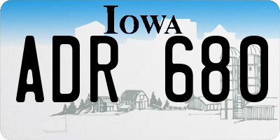 IA license plate ADR680