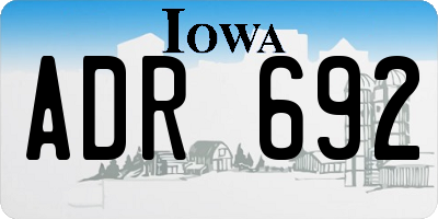 IA license plate ADR692