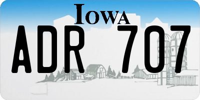 IA license plate ADR707