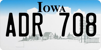 IA license plate ADR708
