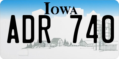 IA license plate ADR740