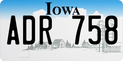 IA license plate ADR758