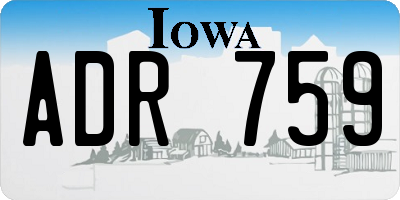 IA license plate ADR759