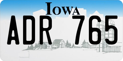 IA license plate ADR765